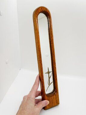 Vintage Wood Cross MCM 70's Mirror Retro Gothic.
